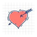 Hand drawn heart pierced arrow Royalty Free Stock Photo