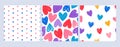 Hand drawn heart seamless pattern. Colorful doodle love background, simple abstract brush print, kids sketch design Royalty Free Stock Photo