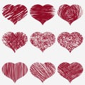 Hand drawn heart set Royalty Free Stock Photo