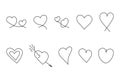 Hand drawn heart set. Doodle hearts isolated on white background. Vector illustration. Royalty Free Stock Photo