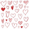 Hand drawn heart set Royalty Free Stock Photo