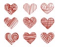 Hand drawn heart set Royalty Free Stock Photo