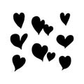 Hand drawn heart set. Love symbol. Vector illustration. Royalty Free Stock Photo