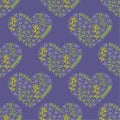 Hand drawn hearts with plants. Seamless pattern for fabric and other