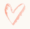Hand-drawn heart shape with rough texture in pink shade on white background Royalty Free Stock Photo