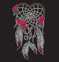 Hand drawn heart shaped dream catcher in full color