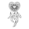 Hand drawn heart shaped dream catcher Royalty Free Stock Photo