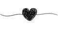 Hand drawn heart with thin line, divider shape, Tangled grungy round scribble Isolated on white background.Vector illustration Royalty Free Stock Photo