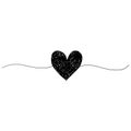 Hand drawn heart with thin line, divider shape, Tangled grungy round scribble Isolated on white background.Vector illustration Royalty Free Stock Photo