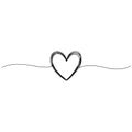 Hand drawn heart with thin line, divider shape, Tangled grungy round scribble Isolated on white background.Vector illustration Royalty Free Stock Photo