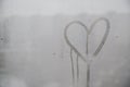 Hand drawn heart on wet window for Valentine's Day Royalty Free Stock Photo