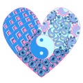 Hand drawn heart with Yin yang symbol Royalty Free Stock Photo