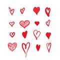 Hand drawn hearts. Design elements for Valentine`s day. Royalty Free Stock Photo
