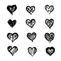 Hand drawn hearts. Design elements for Valentine`s day. Royalty Free Stock Photo