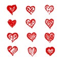 Hand drawn hearts. Design elements for Valentine`s day. Royalty Free Stock Photo