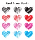 Hand drawn hearts, heart set icons, valentine day.