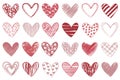 Hand drawn hearts mega set in flat design. Vector illustration Royalty Free Stock Photo