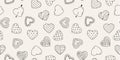 Hand drawn hearts seamless pattern. Doodle style vector background. 14th February romantic print for Valentines Day Royalty Free Stock Photo