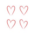 Hand drawn hearts. Set of hearts. Symbol of love. Vector illustration