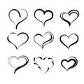 Hand drawn hearts. Set of vector grunge hearts icons. Design elements for Valentine`s day. Royalty Free Stock Photo