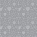 Hand drawn Hearts Vector Doodle Seamless Pattern. Love Symbols.Valentines Day, Wedding, Holiday Sweet Background
