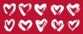 Hand drawn hearts vector logos or icons set, sketch doodle graphic design elements. Royalty Free Stock Photo