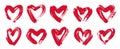 Hand drawn hearts vector logos or icons set, sketch doodle graphic design elements. Royalty Free Stock Photo