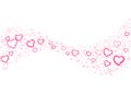 Hand drawn hearts wave abstract background. Heart shaped confetti stream background. Royalty Free Stock Photo