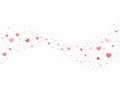 Hand drawn hearts wave abstract background. Heart shaped confetti stream background. Royalty Free Stock Photo