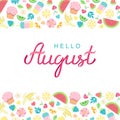 Hand drawn Hello August typography lettering poster Royalty Free Stock Photo