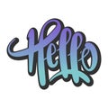 Hand Drawn of Hello Letter with Purple and Tosca Gradient Color