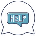 Hand drawn help text in a speech bubble for communication support and assistance request Royalty Free Stock Photo