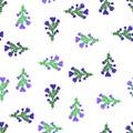 Hand drawn herbal seamless pattern. Freehand organic background. Decorative forest flower endless wallpaper Royalty Free Stock Photo