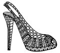 Hand drawn high heel shoe illustration Royalty Free Stock Photo