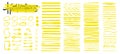 Hand-drawn Highlighters brush lines. Yellow marker lines Royalty Free Stock Photo