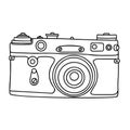 Hand drawn hipster old photo camera. Vintage camera icon. Simple vector illustration. Royalty Free Stock Photo