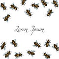 Hand drawn honey bees