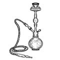 Hand drawn hookah illustration isolated on white background. Design element for logo, label, emblem, sign, poster, t shirt.