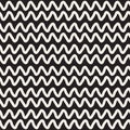 Hand Drawn Horizontal ZigZag Lines. Vector Seamless Black and White Pattern. Royalty Free Stock Photo