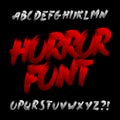 Hand drawn Horror alphabet font. Uppercase brush stroke dirty grunge letters.