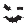 Hand drawn Horror black bats group isolated on white vector Halloween background. Silhouettes of flying bats traditional Halloween Royalty Free Stock Photo