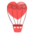 Hand drawn hot air ballons with hearts. Happy Valentines day. Vector illustration isolated on white background Royalty Free Stock Photo