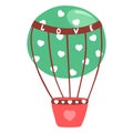 Hand drawn hot air ballons with hearts. Vector doodle sketch illustration isolated on white background Royalty Free Stock Photo