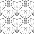 hand drawn hot air balloon heart shaped seamless pattern Royalty Free Stock Photo