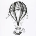 Hand drawn hot air balloon isolated on background