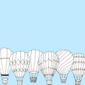 Hand drawn hot air baloons background Royalty Free Stock Photo