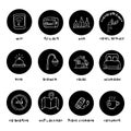 Hand drawn hotel accommodation amenities services icons set. Royalty Free Stock Photo