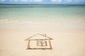 Hand Drawn House On The Beach Royalty Free Stock Photo