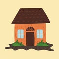 Hand drawn of house with grass vector illustration Royalty Free Stock Photo