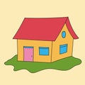 Hand drawn of house with grass vector illustration Royalty Free Stock Photo